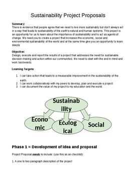 Preview of Sustainability Project Proposal and Rubric