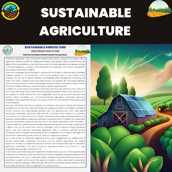 Preview of Sustainable Agriculture Reading Comprehension | Agriculture Unit