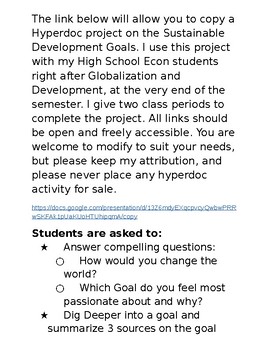 Preview of Sustainable Development Goals Hyperdoc Project
