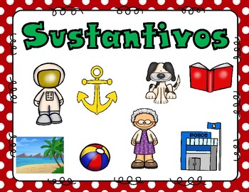 Preview of Sustantivos Spanish Nouns Pocket Chart Center and Printables