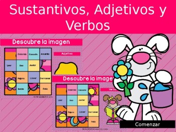 Preview of Sustantivos, adjetivos y verbos- PowerPoint- Spanish nouns, adjectives and verbs