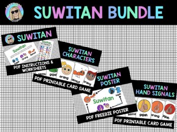 Preview of Indonesian Suwitan Game. Bundle of Cards, Instructions, Worksheets & Poster