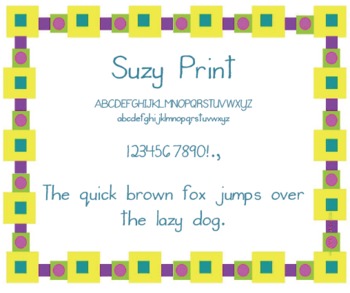 Preview of Suzy Print Spalding Handwriting Font for making handwriting worksheets, etc.