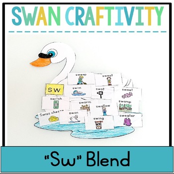 Preview of Sw Blend Word Work Swan Craft and Activity