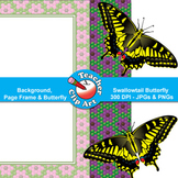 Swallowtail Butterfly Clip Art — Backgrounds, Page Frames 