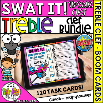 Preview of Swat the Bug - Treble Clef Bundle (Distance Learning on Boom)