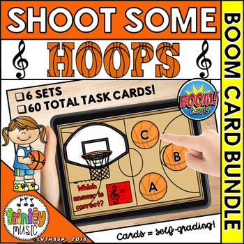 Preview of Shoot Some Hoops Basketball Boom Cards - Treble Clef Bundle (Distance Learning)