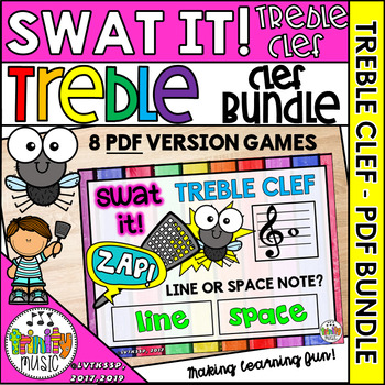 Preview of Swat the Bug PDF Games -  Treble Clef Bundle