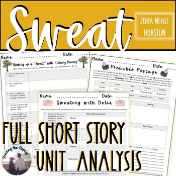 Preview of Sweat Zora Neale Hurston Short Story Analysis Unit Lesson Activities Rubric