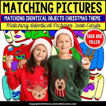 Preview of Sweater Matching Pictures Task Cards TASK BOX FILLER for Special Education