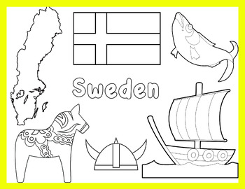 Preview of Sweden Coloring Page for Kids