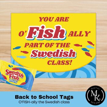 Party Favor Set Treat Bag Gift Tag Swedish Fish Catch of the Day