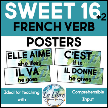 Preview of French Word Wall High Frequency Posters Blue Green