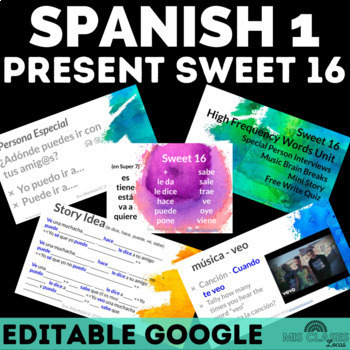 Preview of Sweet 16 High Frequency Verbs Unit CI Spanish 1 Irregular Present Tense Unit 2