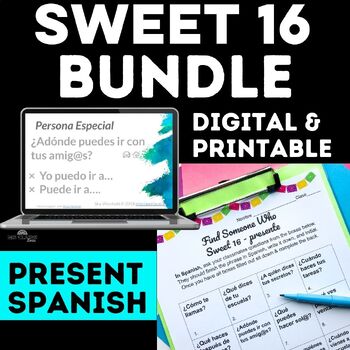 Preview of Sweet 16 Spanish Present Tense High-Frequency Verbs Bundle Comprehensible Input