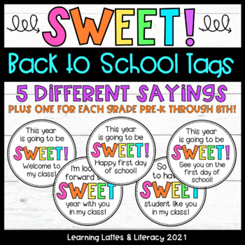 Preview of Sweet Back to School Gift Tags Student Treats Sweet School Year Meet the Teacher