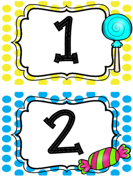 Sweet Candy Themed Classroom Table/Group Numbers and Blank Labels
