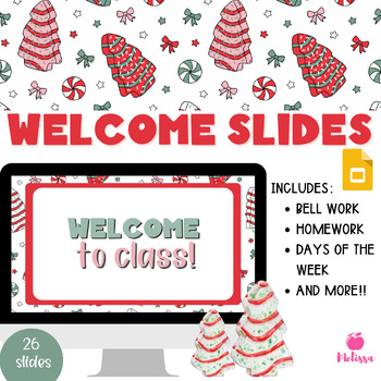 Preview of Sweet Christmas Tree Cake Welcome Slides, Google Slide Template