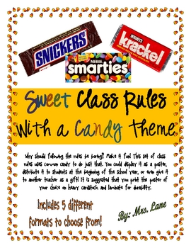 Preview of Sweet Class Rules with a CANDY Theme!