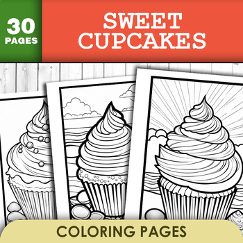 Preview of Coloring Pages for Cupcakes Printable, Cup Cake Coloring Sheets
