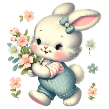 Preview of 1 Picture - Vintage Cute Bunny (Free)