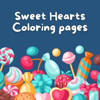 Preview of printable coloring pages sweets, hearts and flowers