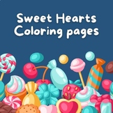 printable coloring pages sweets, hearts and flowers