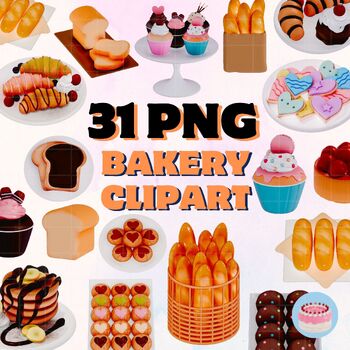 Preview of Sweet Learning with Bakery Clipart: 31 PNG Ideal for School Materials