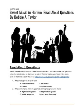 Preview of Sweet Music in Harlem Read Aloud Questions & Activity Handout