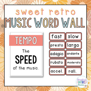 Preview of Sweet Retro Music Vocabulary Word Wall