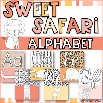 Preview of Sweet Safari Alphabet Classroom Decor