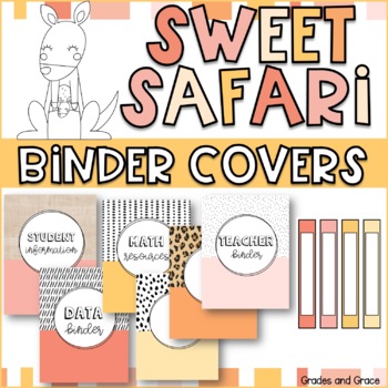 Preview of Sweet Safari Binder Covers Classroom Decor