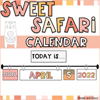 Preview of Sweet Safari Calendar Classroom Decor