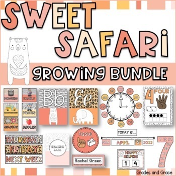 Preview of Sweet Safari Classroom Decor Bundle