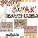Sweet Safari Drawer Labels Classroom Decor