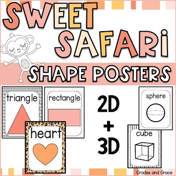 Preview of Sweet Safari Shape Posters Classroom Decor