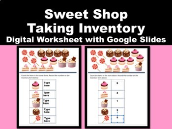 Preview of Sweet Shop Simplified Taking Inventory- Digital Worksheets with Google Slides