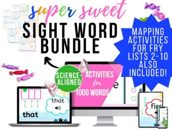 Preview of Sweet Sight Word Bundle PLUS Mapping activities for Fry Lists 2-10