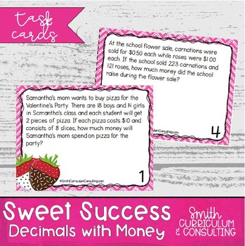 Preview of Valentine’s Day Math Sweet Success Word Problems Decimals with Money