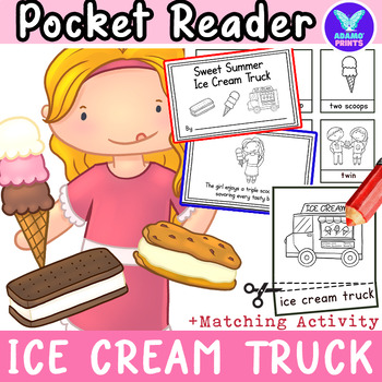 Preview of Sweet Summer Ice Cream Truck GAME Pocket Chart Match Vocab Kindergarten NO PREP