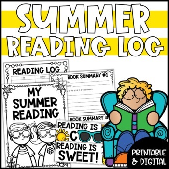 Preview of Summer Reading Log, Challenge & Bookmarks | Printable & Google Slides