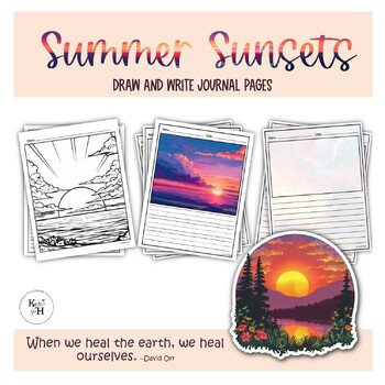 Preview of Sweet Summer Sunsets Journal Writing pages | Blank Draw and Write Pages