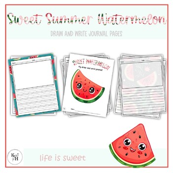 Preview of Sweet Summer Watermelon Journal Writing pages | Blank Draw and Write Pages