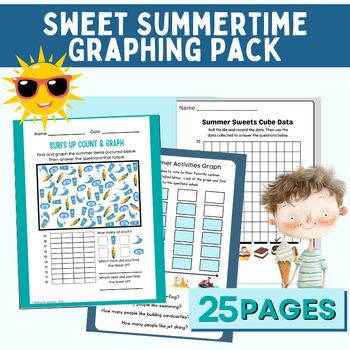 Preview of Sweet Summertime Funschooling Elementary Graphing Activity Worksheet Pack
