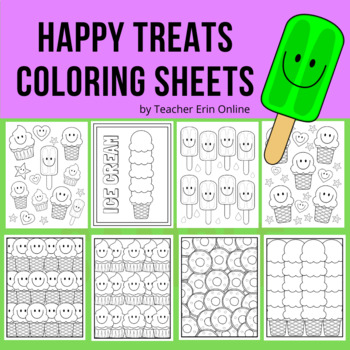 Sweet Treats Coloring Pages | 8 Sheets | Cupcakes, Ice Cream, Popsicles