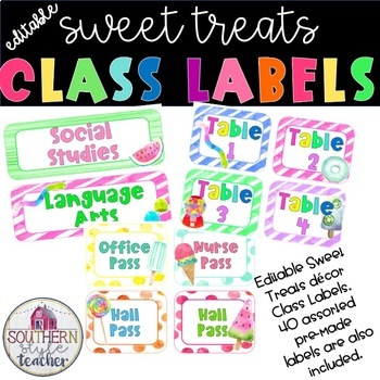 Preview of Sweet Treats Decor Assorted Editable Labels