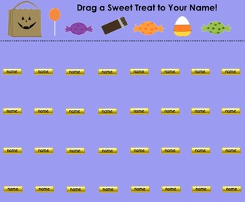 Preview of "Sweet Treats" Halloween & Candy Themed SMART Board Attendance Activity