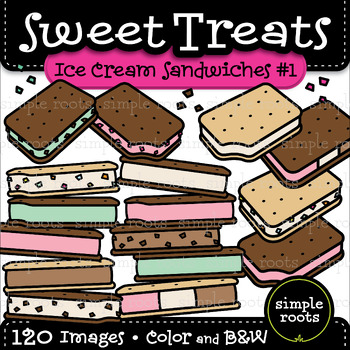 Candy and Sweet Treats Clipart Set: Color and Black and White Images