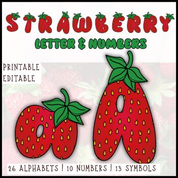 Preview of Sweeten Your Space: Creative Strawberry Craft Letters and Editable Wall Decor