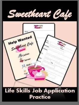 Preview of Sweetheart Cafe Life Skills Job Application Practice